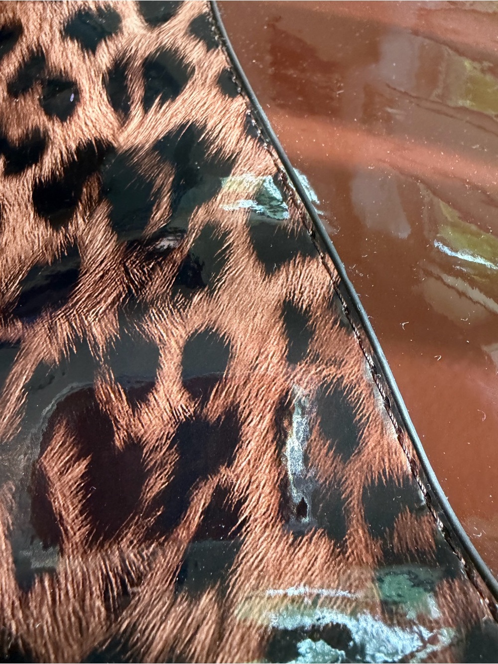 Glossy Leopard Print Crossbody/Double Handle Tote with Wallet NEW - Picture 3 of 8